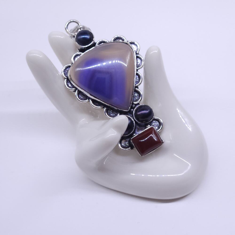 Purple Chalcedony and Gemstone Pendant